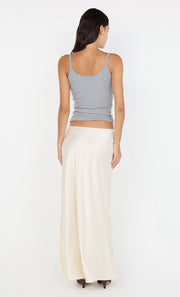 SILK BIAS MAXI SKIRT - CREAM