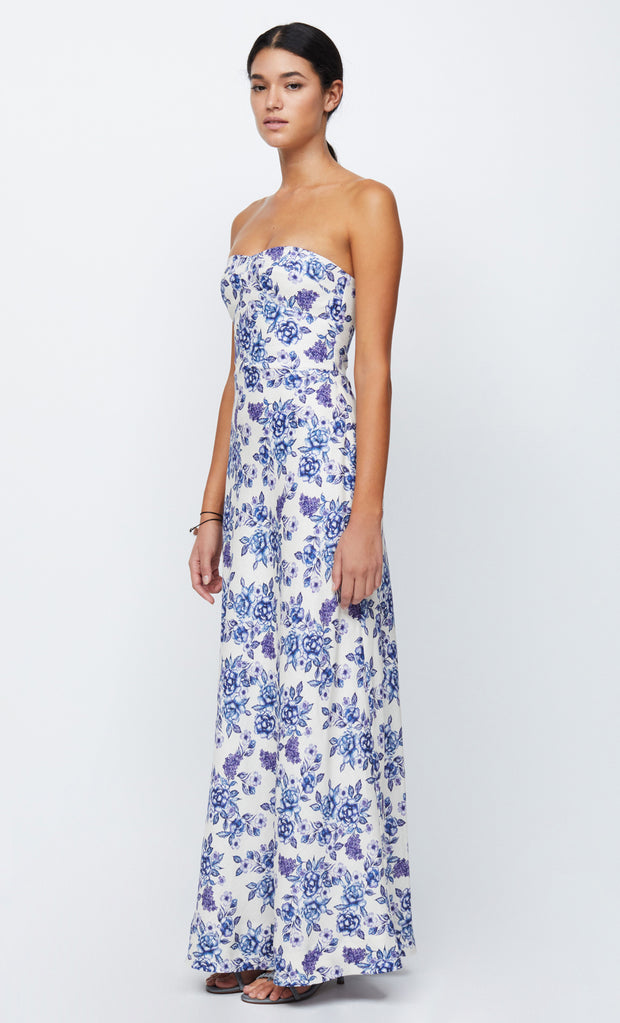 AUDETTE STRAPLESS MAXI - PORCELAIN FLORAL