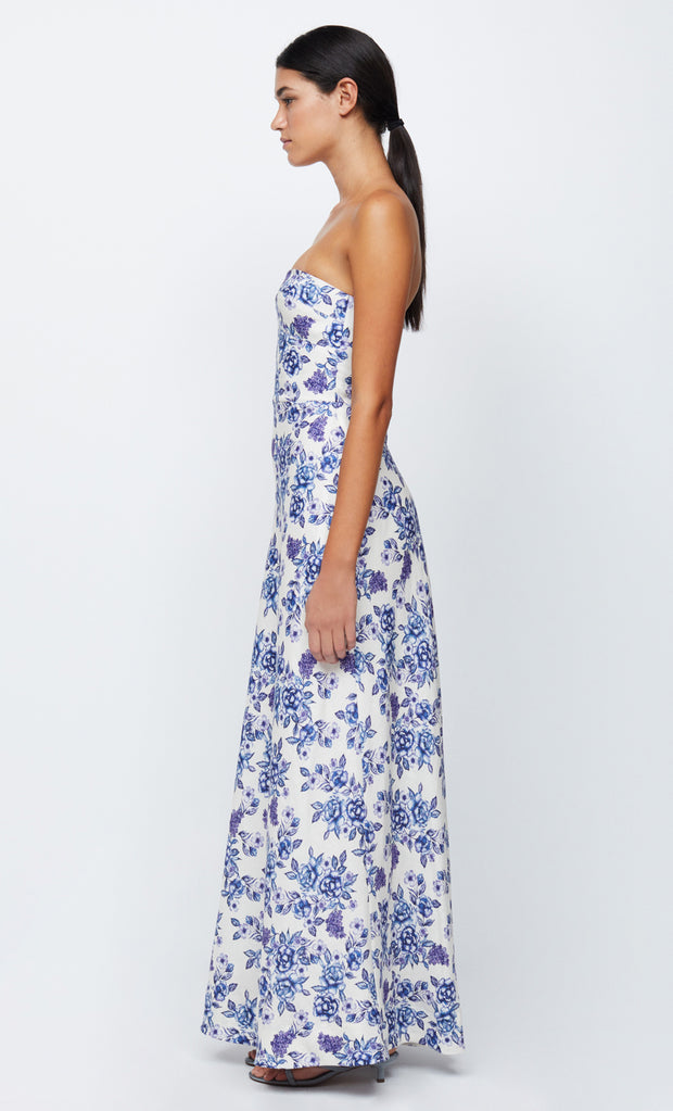 AUDETTE STRAPLESS MAXI - PORCELAIN FLORAL