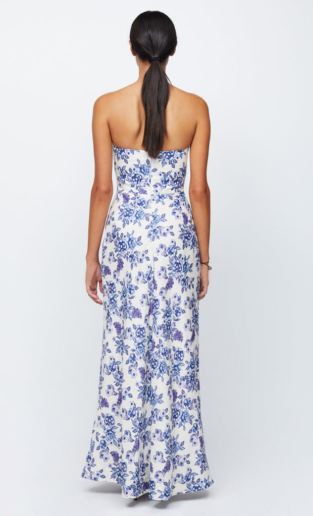 AUDETTE STRAPLESS MAXI - PORCELAIN FLORAL