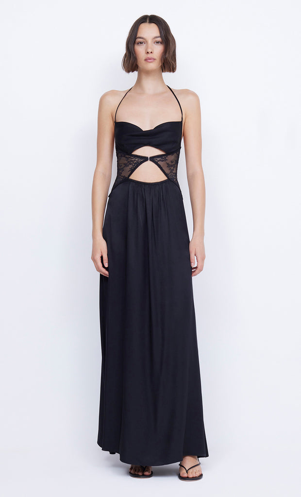 SANTAL HALTER MAXI DRESS - BLACK