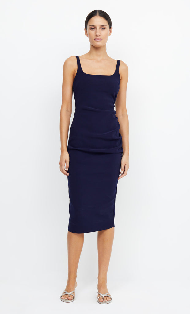 KARINA TUCK MIDI DRESS - INK