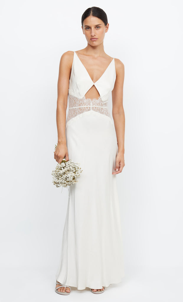 Celine Maxi Bridal Dress Lace Detail in White Ivory by Bec + Bridge