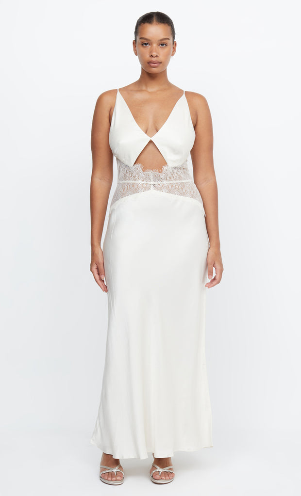 Celine Maxi Bridal Dress Lace Detail in White Ivory by Bec + Bridge