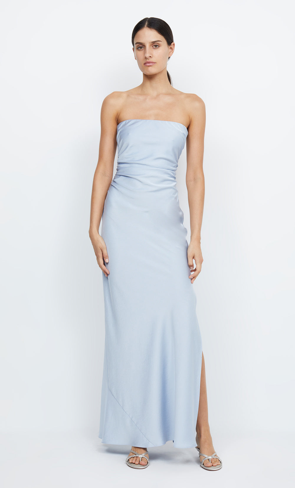 eternity strapless maxi dusty blue