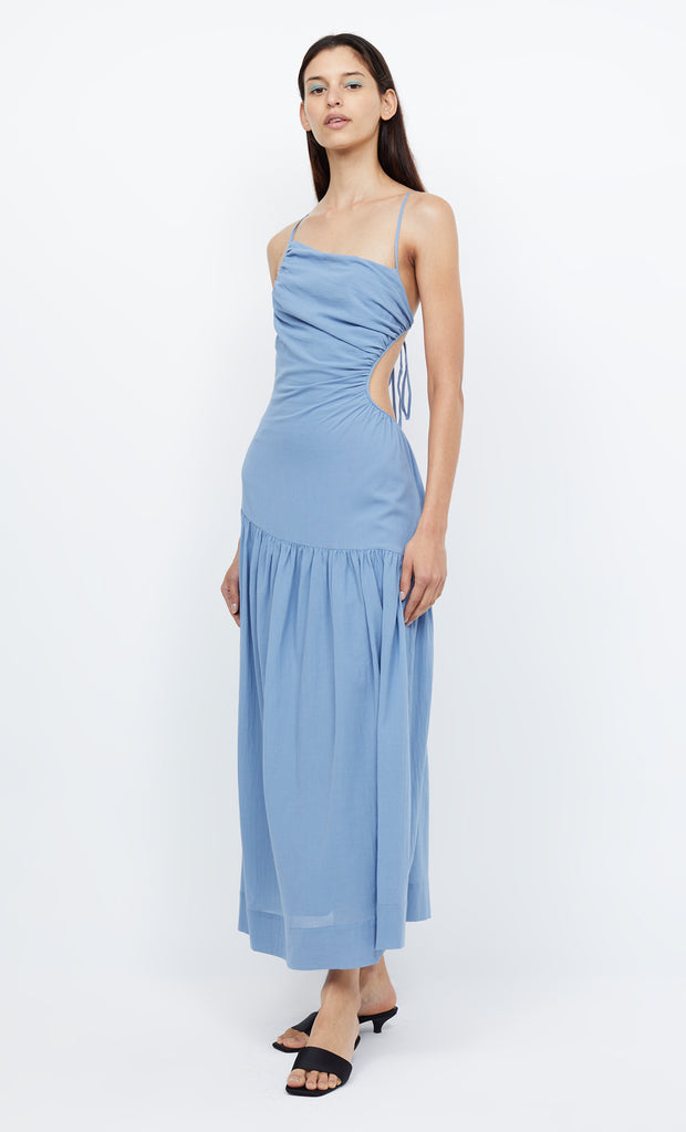 CALYPSO ASYM MAXI DRESS - MERIDIAN BLUE