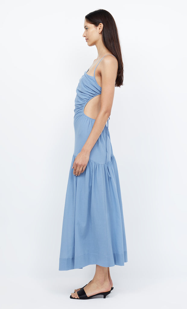 CALYPSO ASYM MAXI DRESS - MERIDIAN BLUE