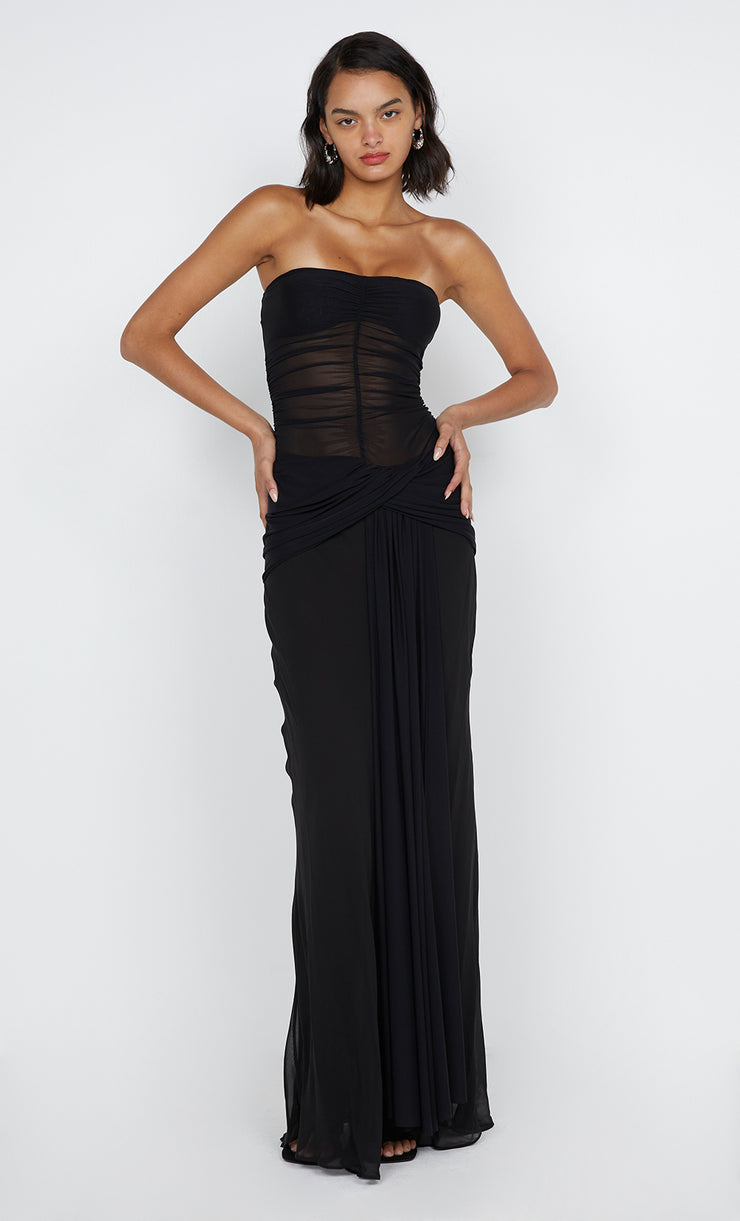 NOEMI STRAPLESS DRESS - BLACK