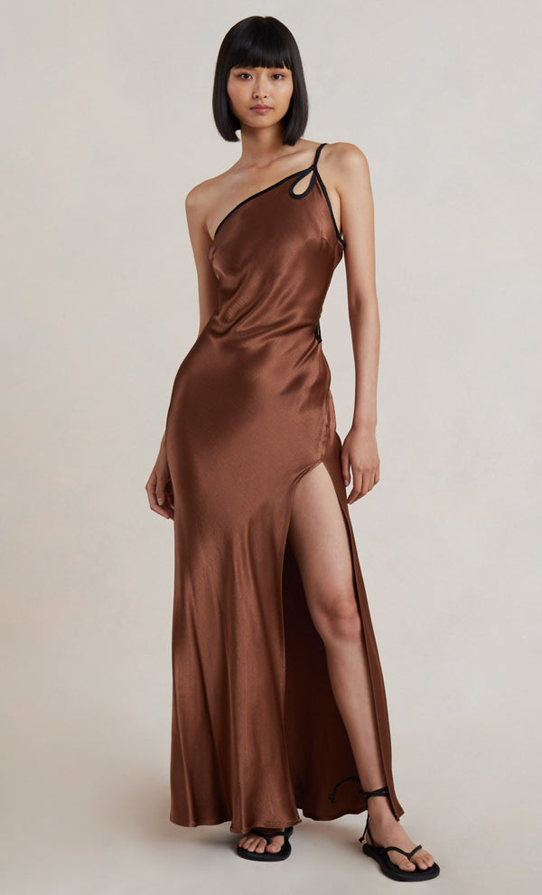 KEHLANI MAXI DRESS - CHOCOLATE/BLACK