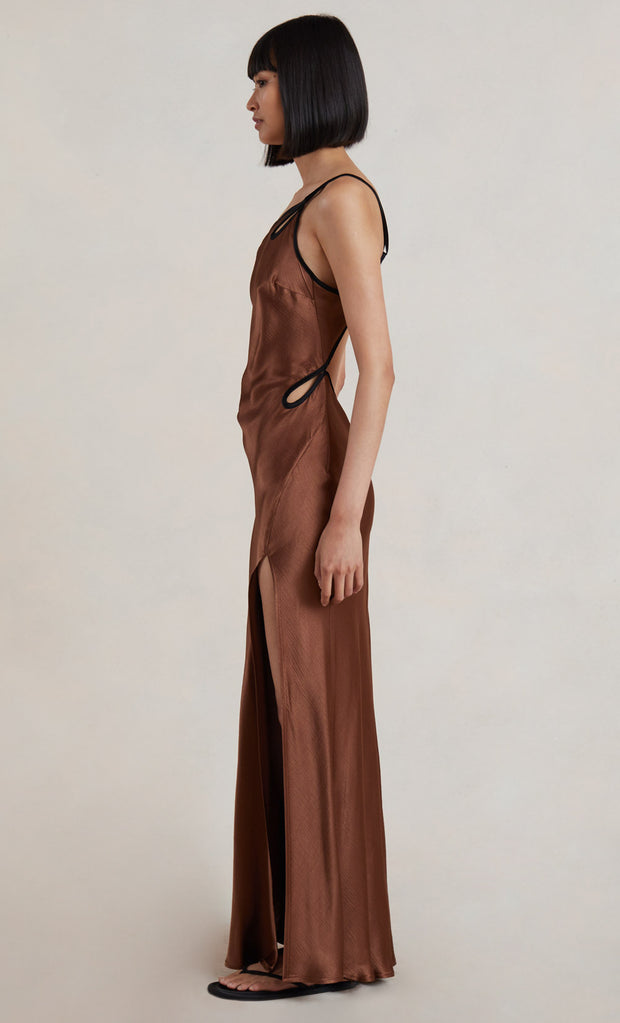 KEHLANI MAXI DRESS - CHOCOLATE/BLACK