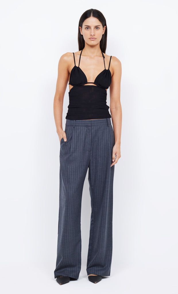 PINE WIDE LEG PANT - CHARCOAL PINSTRIPE