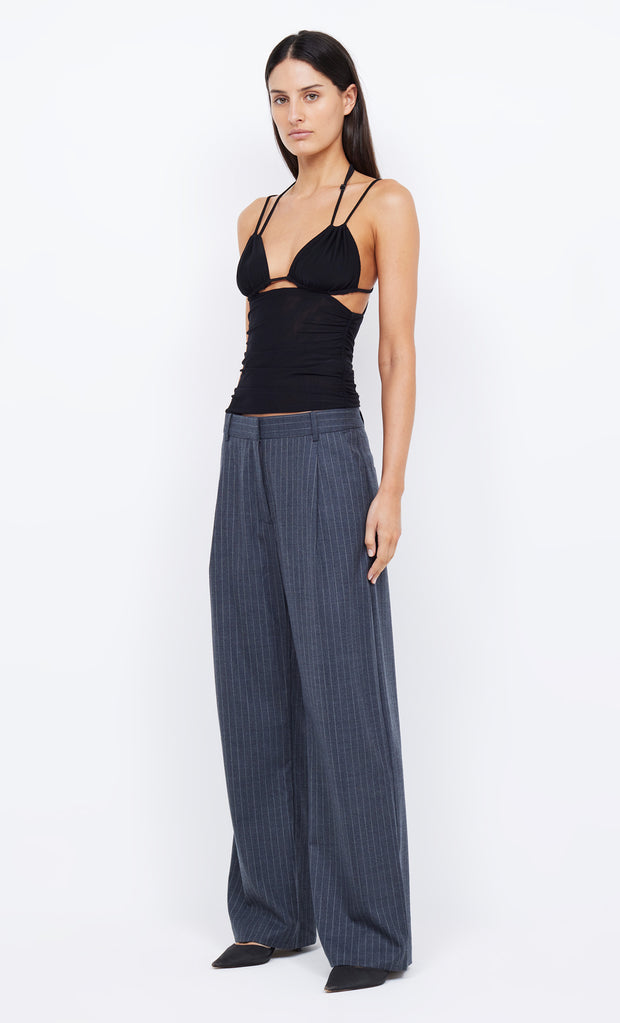 PINE WIDE LEG PANT - CHARCOAL PINSTRIPE