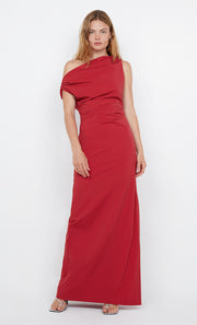 ANGELINA ASYM MAXI DRESS - CHERRY