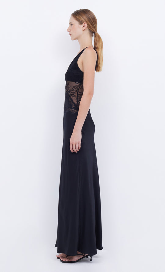 NWT BCBG Dominique Black Lace Inset Maxi deals Gown With Trumpet Hem SIZE 4