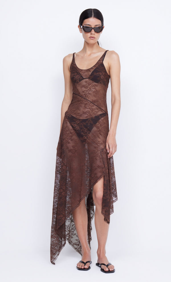 Adonia Chocolate Brown Lace Asym Dress by Bec + Bridge