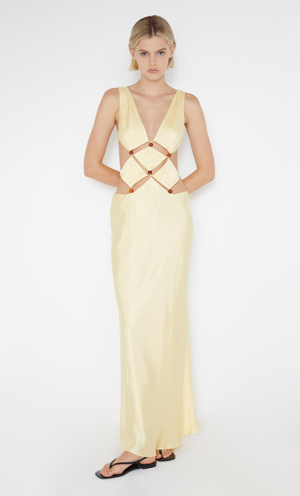 agathe diamond dress - butter yellow $420.00