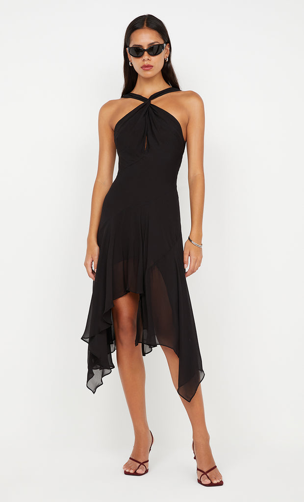 AIDA HALTER DRESS - BLACK