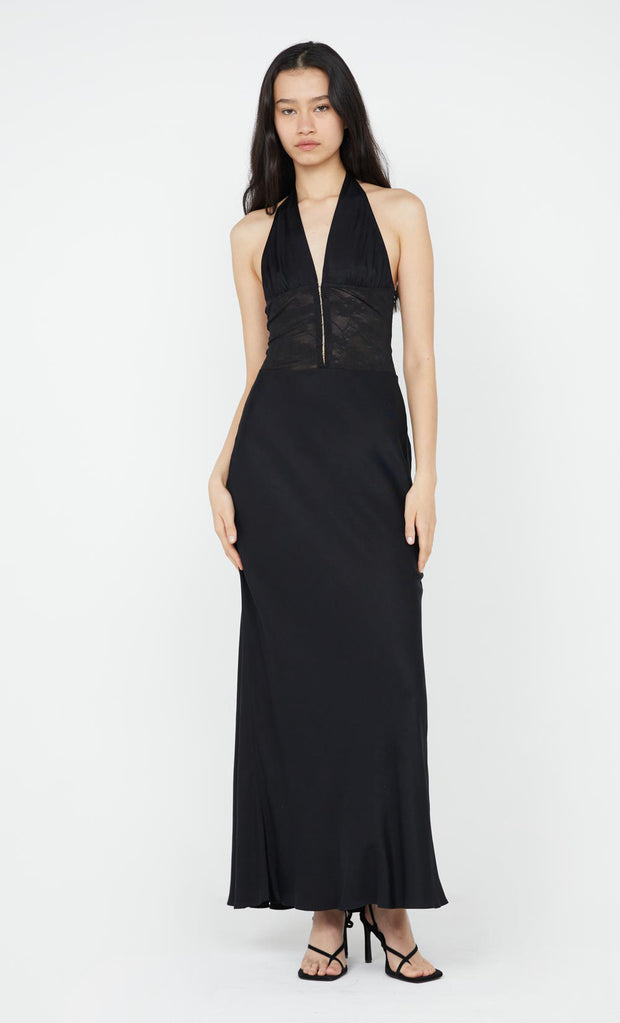 AKARI HALTER DRESS - BLACK