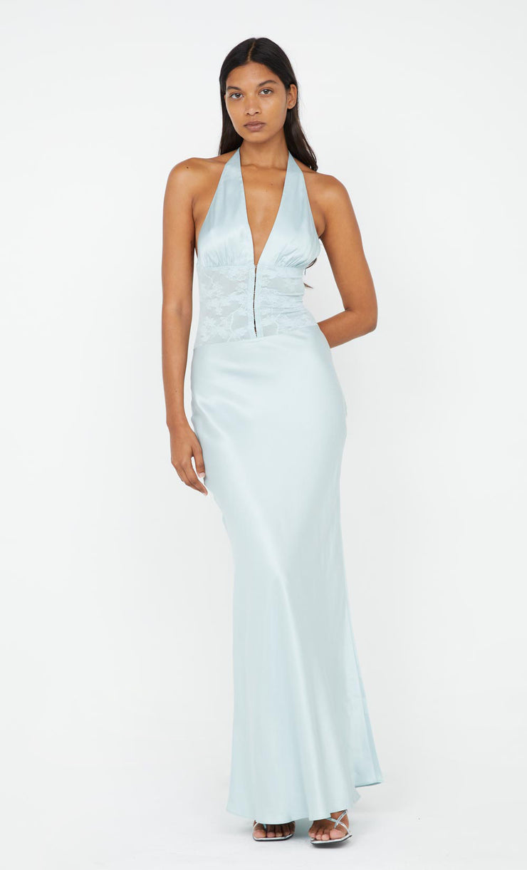 AKARI HALTER DRESS - CLOUD BLUE