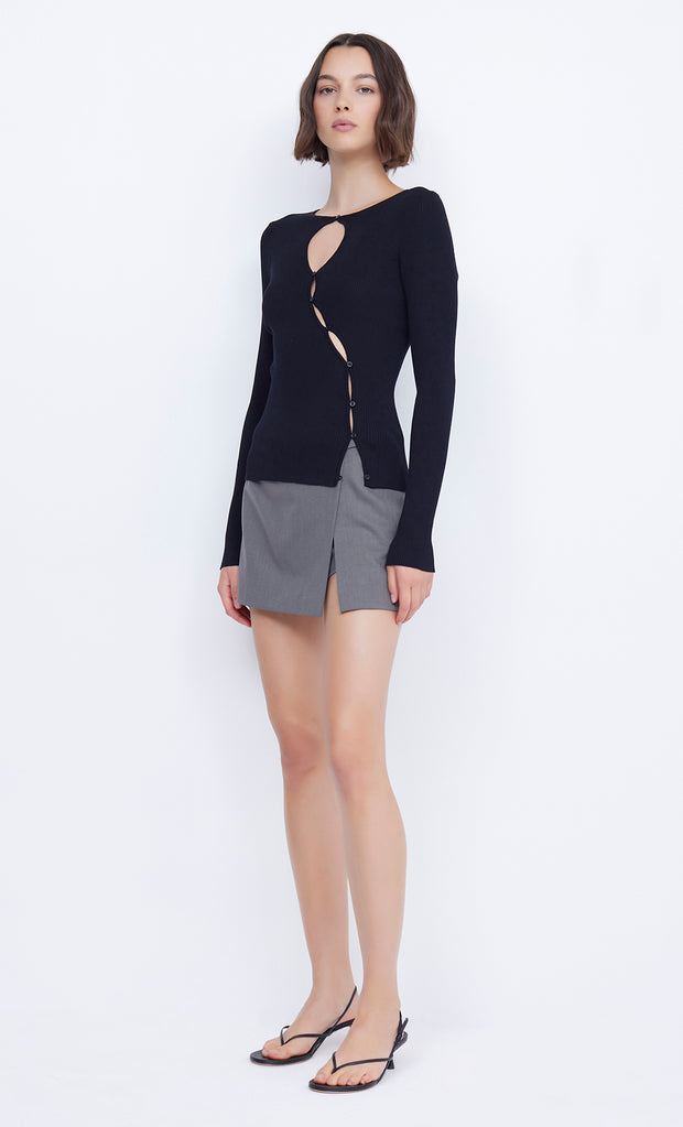 Alienor Keyhole Knit Cardigan in Black by Bec + Bridge