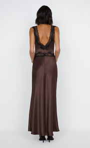 Allegra Lace Trim Maxi Dress in Dark Choc by Bec + Bridge