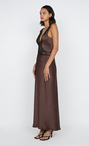 Allegra Lace Trim Maxi Dress in Dark Choc by Bec + Bridge