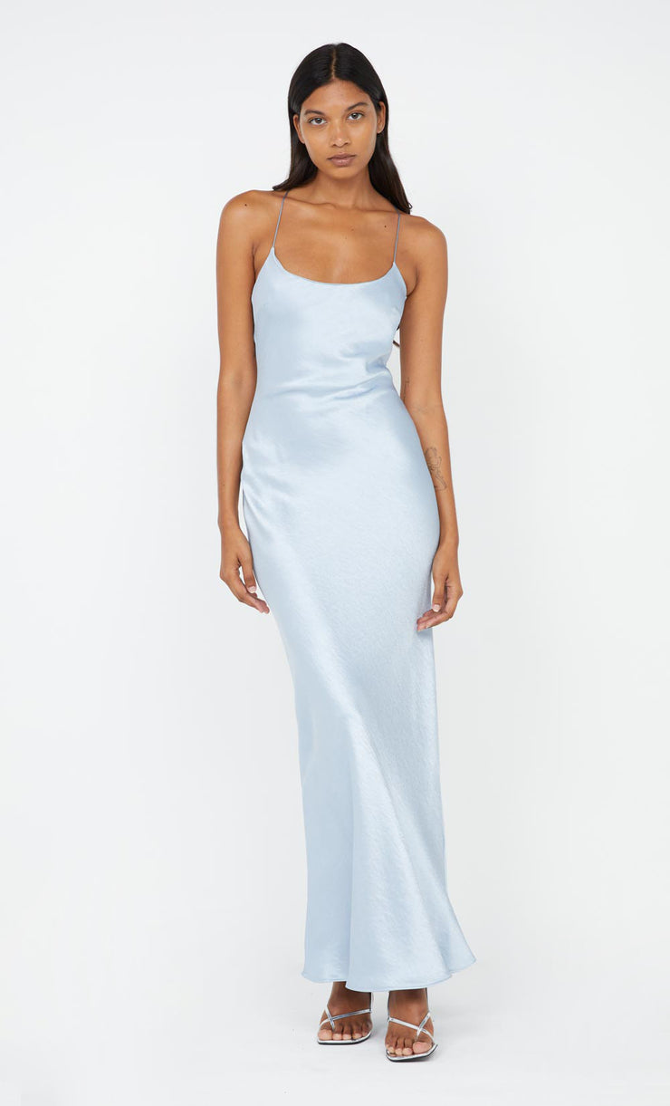 ALLEGRA TIE MAXI DRESS - DUSTY BLUE