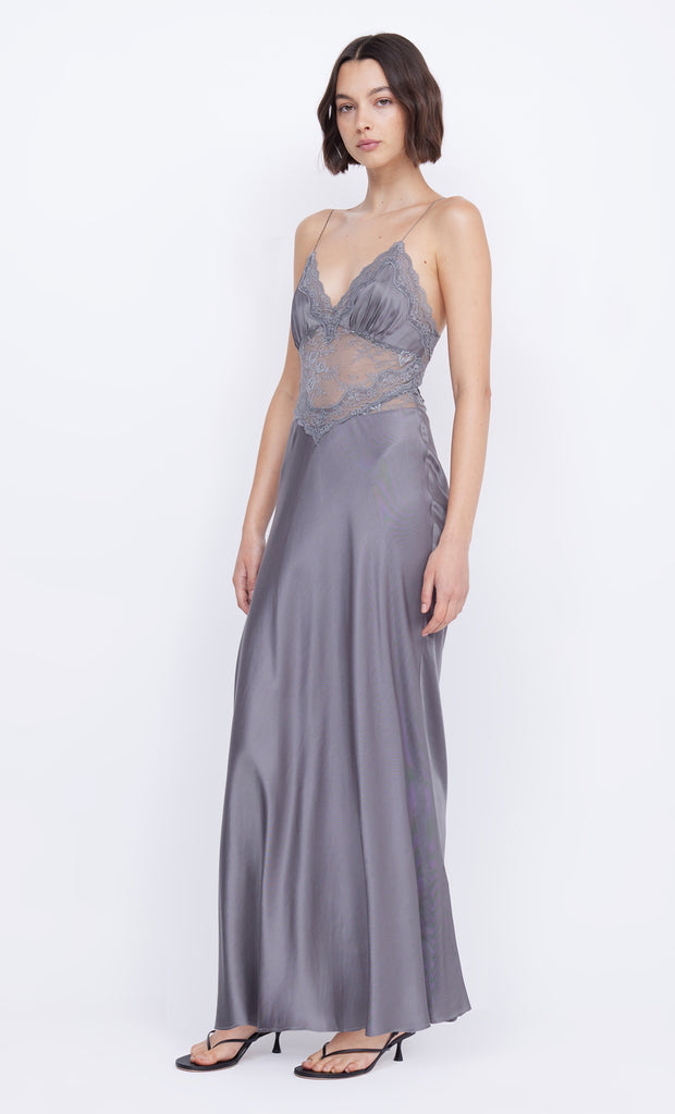 Amoras Maxi Dress in Grey with lace by Bec + Bridge