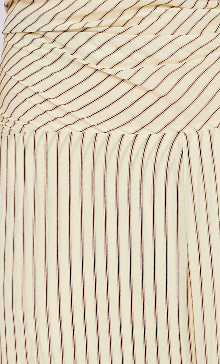 ANISE HIGH NECK DRESS - BUTTER/PLUM STRIPE