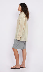 Anise Shirt in Butter Yellow and Plum Pinstripe by Bec + Bridge