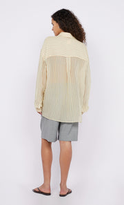 Anise Shirt in Butter Yellow and Plum Pinstripe by Bec + Bridge