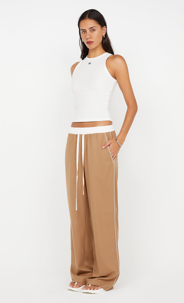 ASTER DRAWSTRING PANT - CAMEL/WHITE