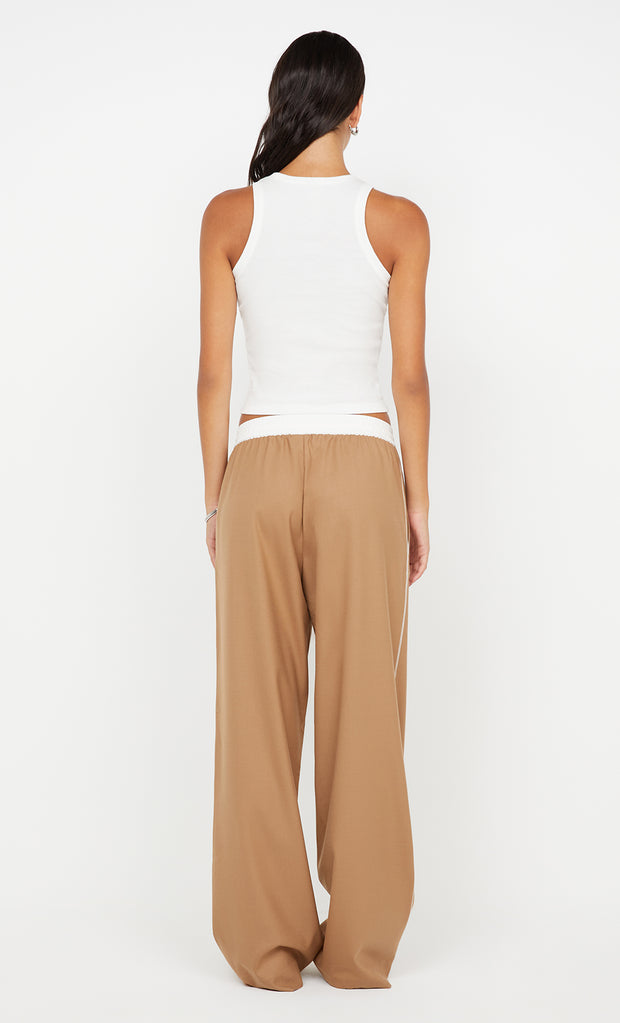 ASTER DRAWSTRING PANT - CAMEL/WHITE