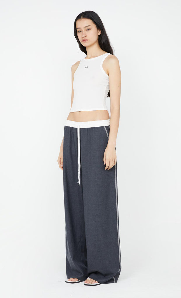 Aster Drawstring Pant in Charcoal and White by Bec + Bridge