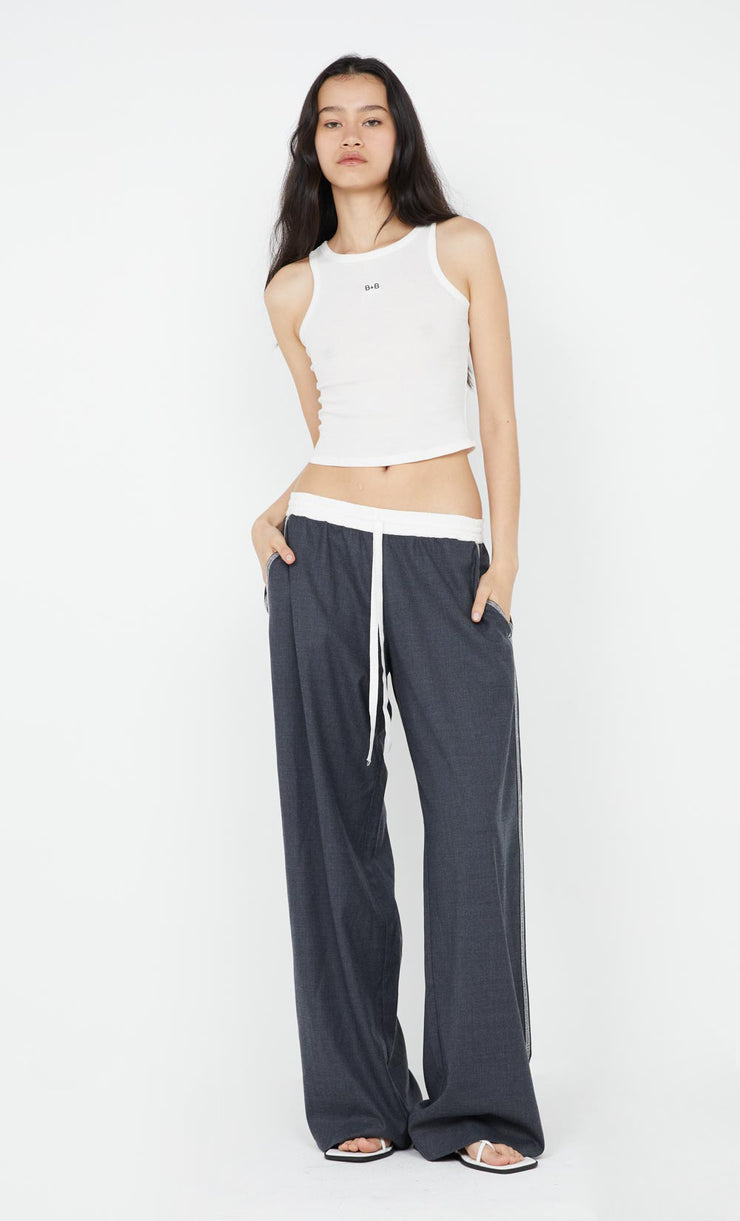 ASTER DRAWSTRING PANT - CHARCOAL/WHITE