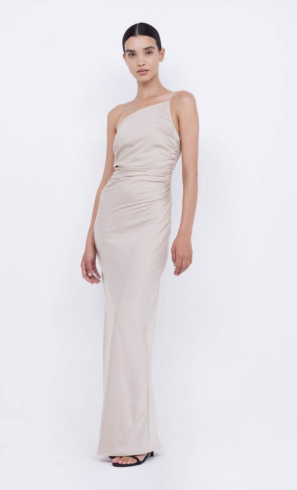 Eternity Asym One Shoulder Bridesmaid Maxi Dress in Sand by Bec + Bridge