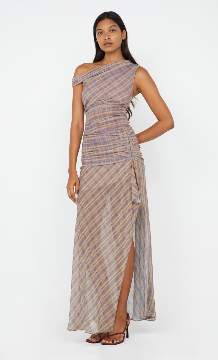 Aurelia Maxi Dress in Violet Check by Be + Bridge