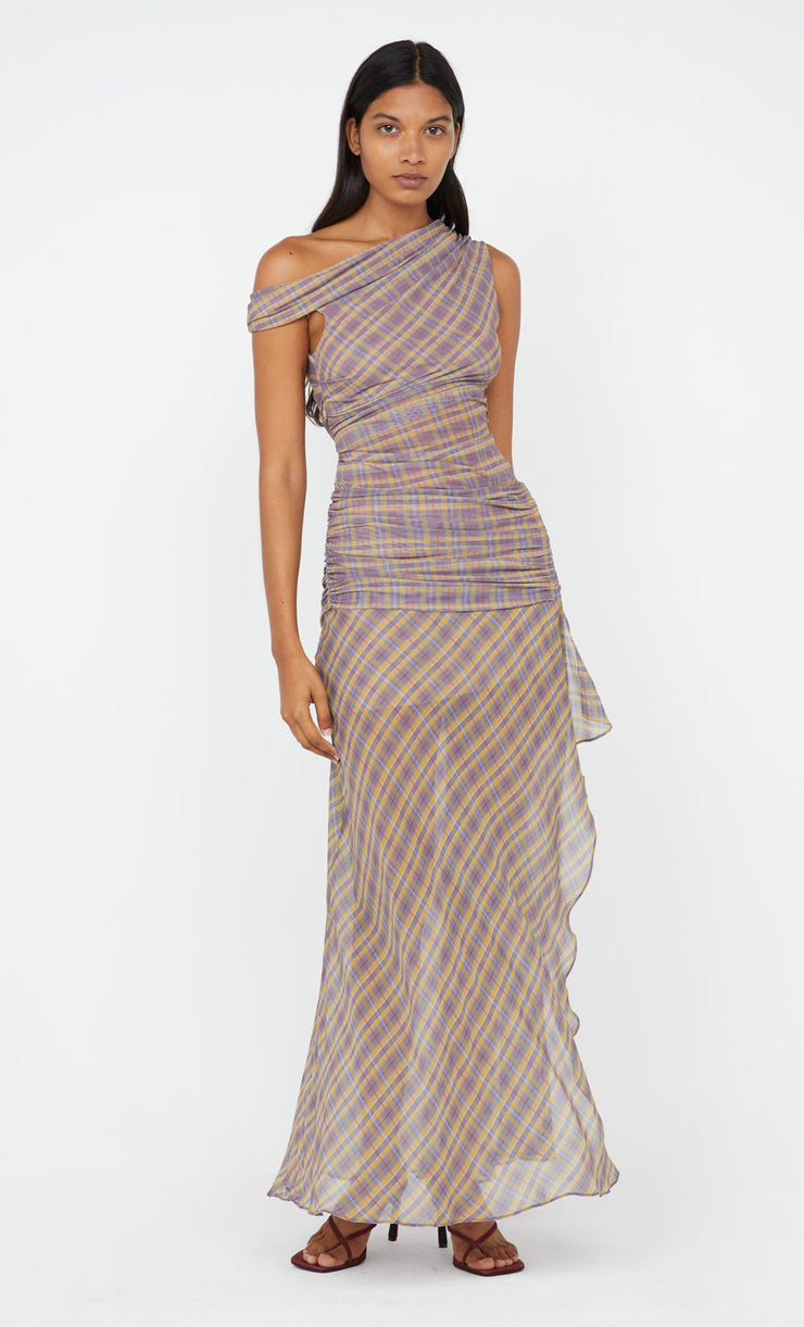 Aurelia Maxi Dress in Violet Check by Be + Bridge