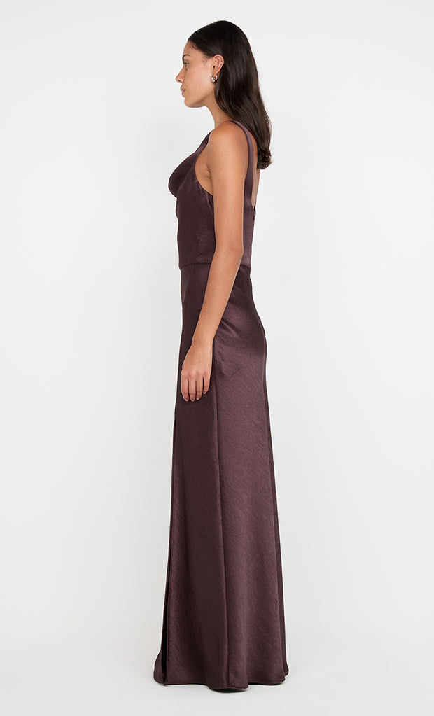 AUSTEN COWL NECK MAXI DRESS - DARK CHOCOLATE