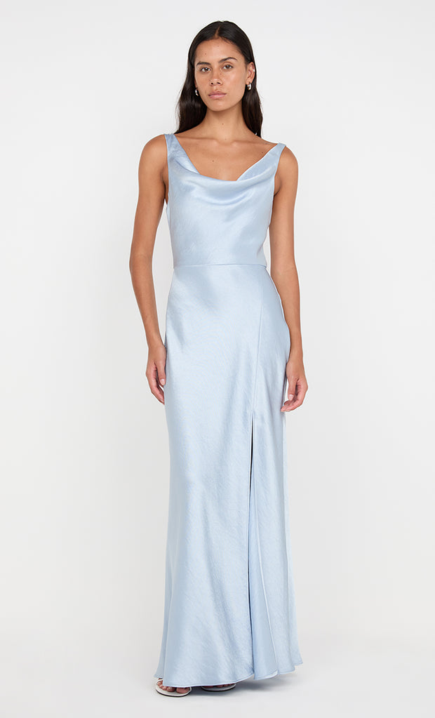 AUSTEN COWL NECK MAXI DRESS - DUSTY BLUE