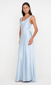 AUSTEN COWL NECK MAXI DRESS - DUSTY BLUE