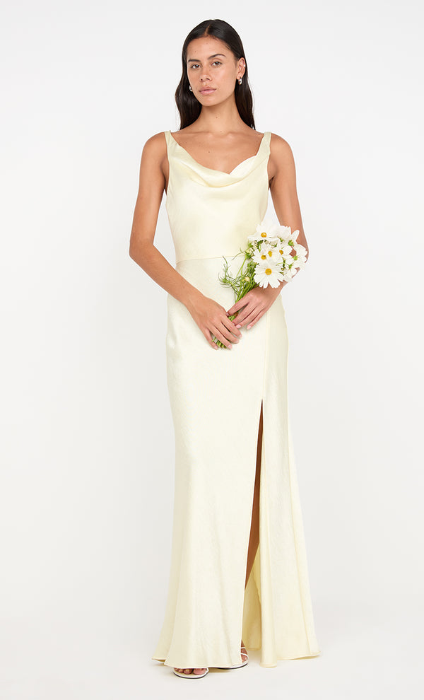 AUSTEN COWL NECK MAXI DRESS - ICE YELLOW