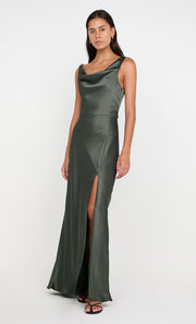 AUSTEN COWL NECK MAXI DRESS - DARK WILLOW