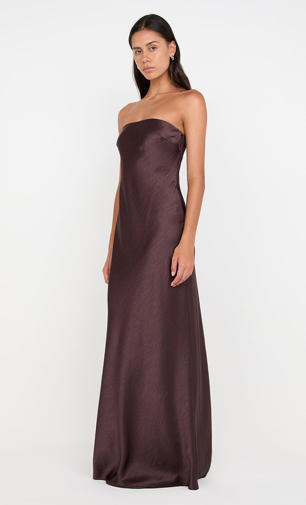 AUSTEN STRAPLESS MAXI DRESS - DARK CHOCOLATE