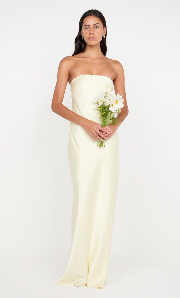 AUSTEN STRAPLESS MAXI DRESS - ICE YELLOW