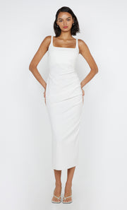 Aveline Tuck Midi Dress in White by Bec + Bridge