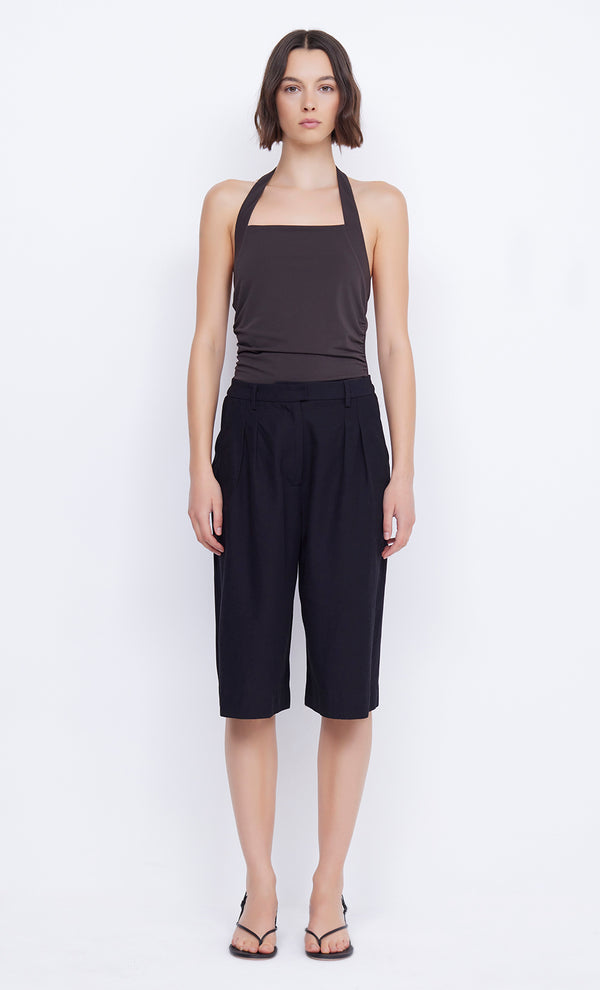 Blanche Halter Square Neck Top in Espresso Brown by Bec + Bridge