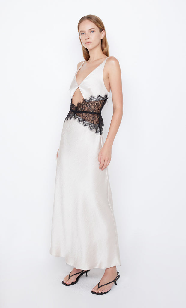 Camille Maxi Formal Dress with Lace Detail in Sand by Bec + Bridge