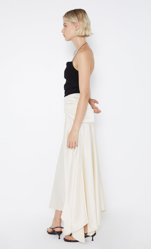 Chantilly Silk Ruched Skirt in Ivory by Bec + Bridge