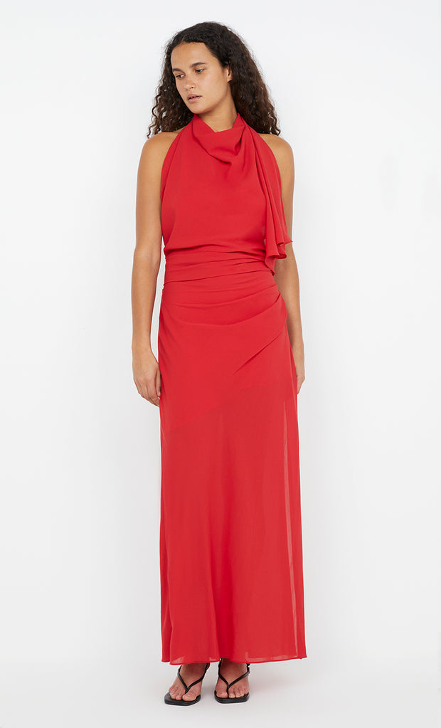 CLARICE DRAPE DRESS - ROUGE